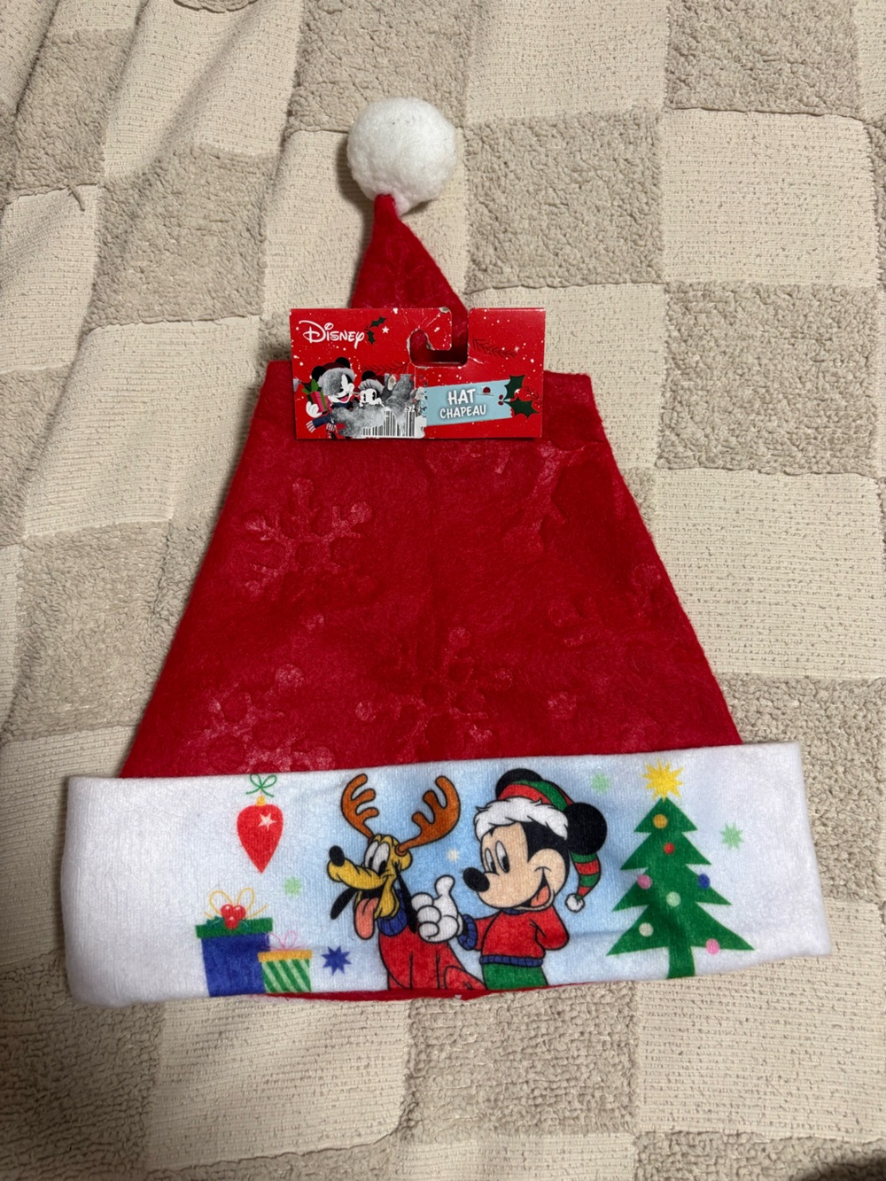 Vintage Disney Mickey & Pluto Holiday Santa Hat